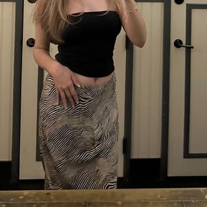 Zara Satin Animal Print Midi Skirt in M